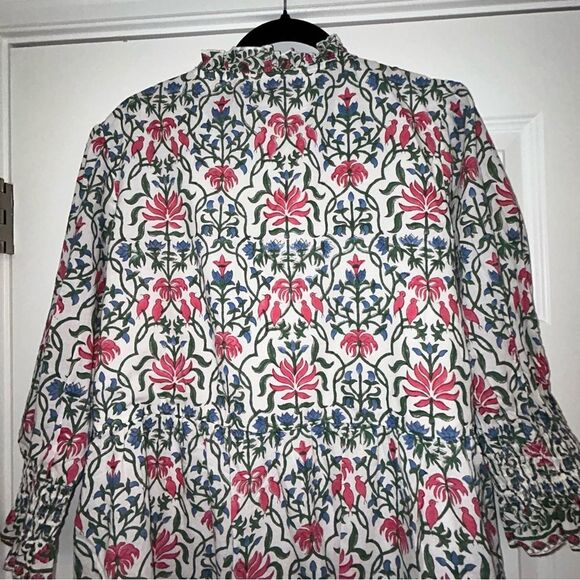 CHARLEE Floral Print Ruffle Collar Boho Tunic Dress - Picture 10 of 12